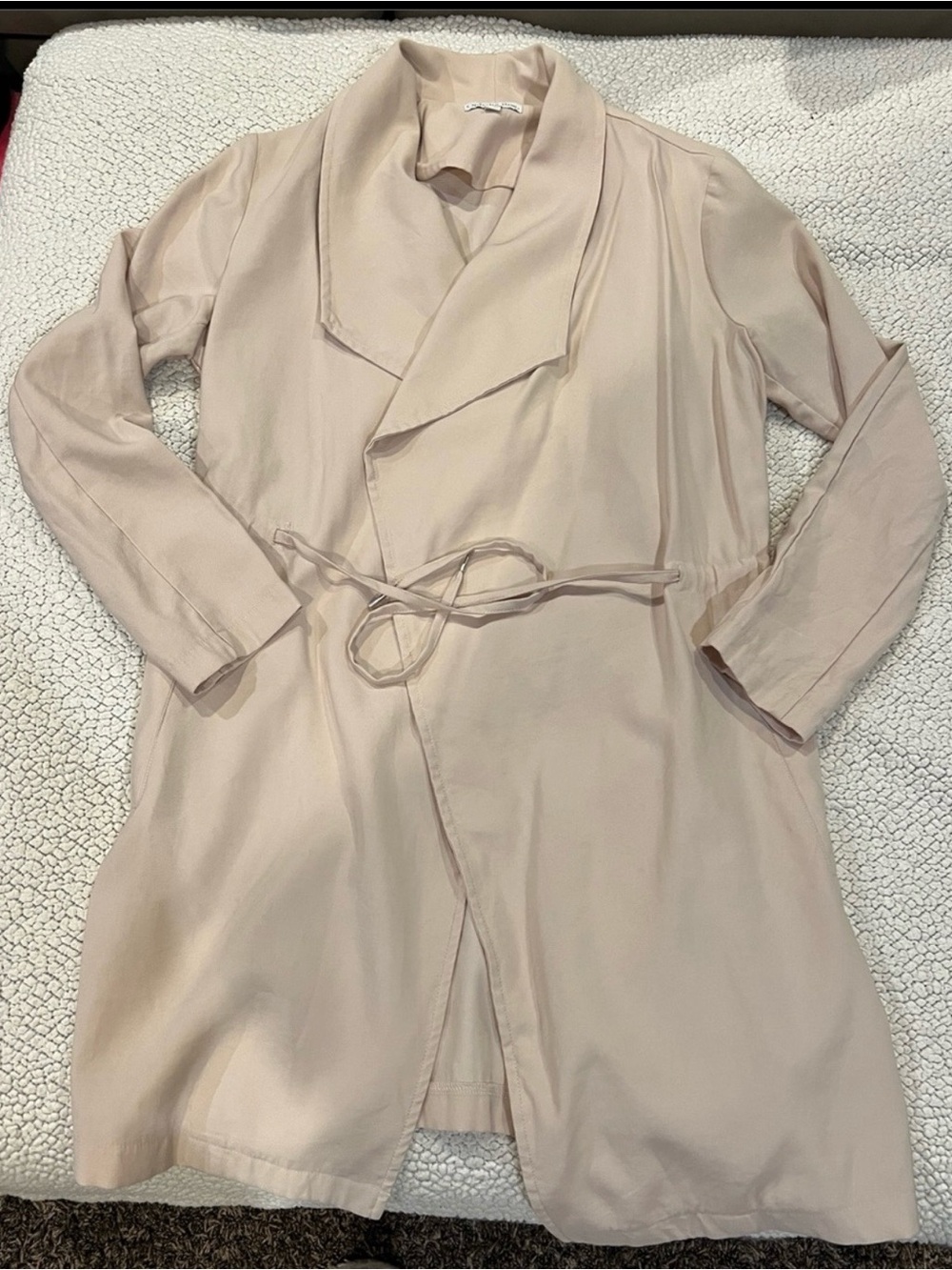 Women’s Lightweight Trench Coat - Cream Tie-Waist